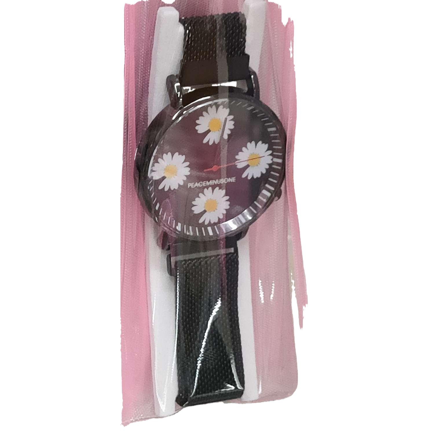 黑色表带雏菊图案手表 Item Picture