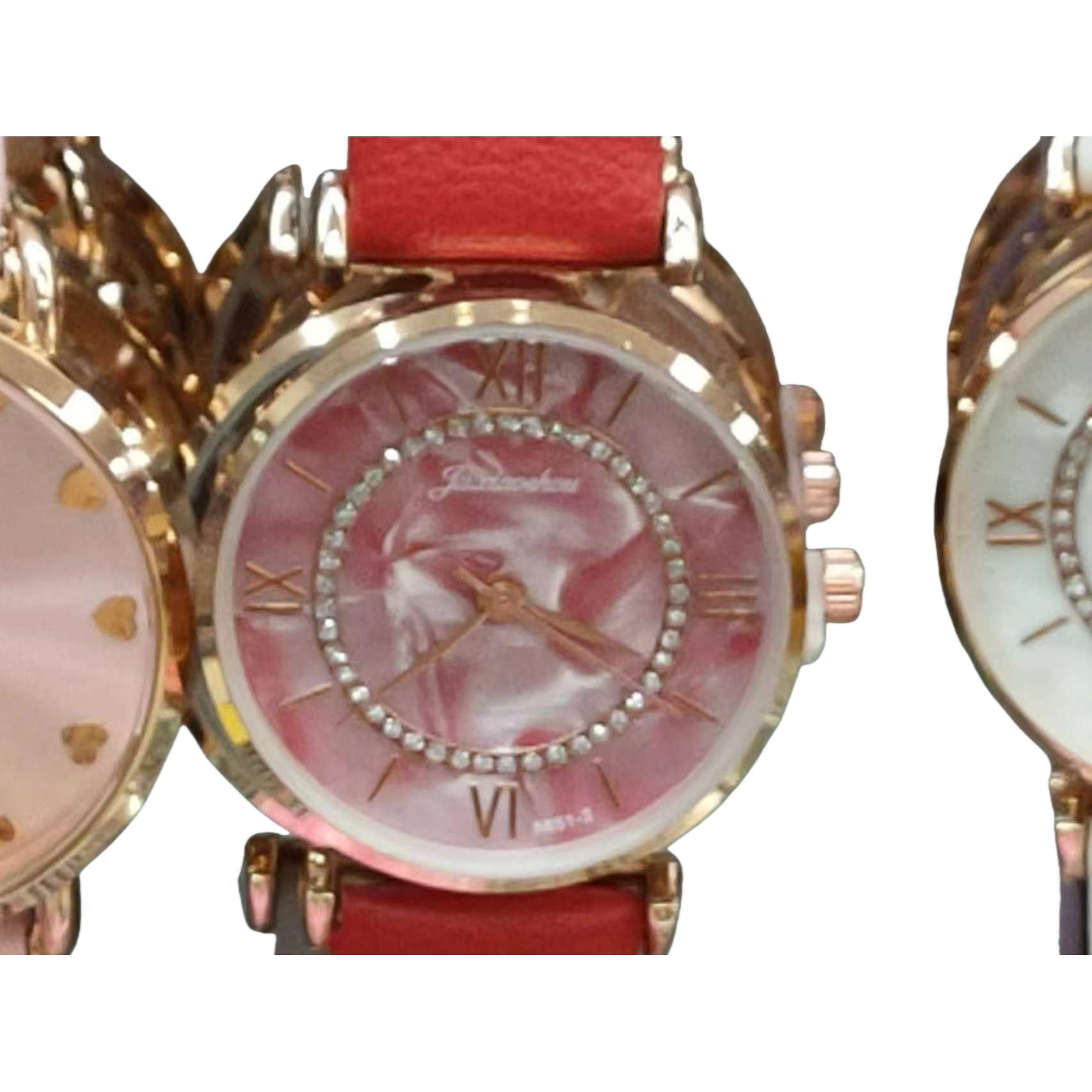 玫瑰金表壳红色表带女士石英手表 Item Picture