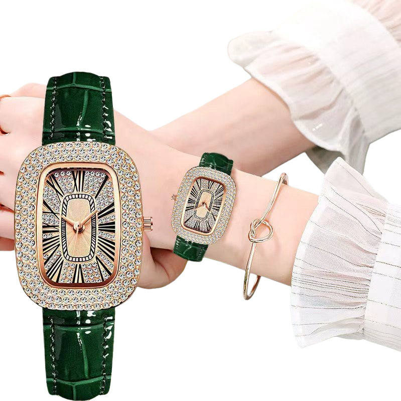 Зелёная крокодил с часами Item Picture