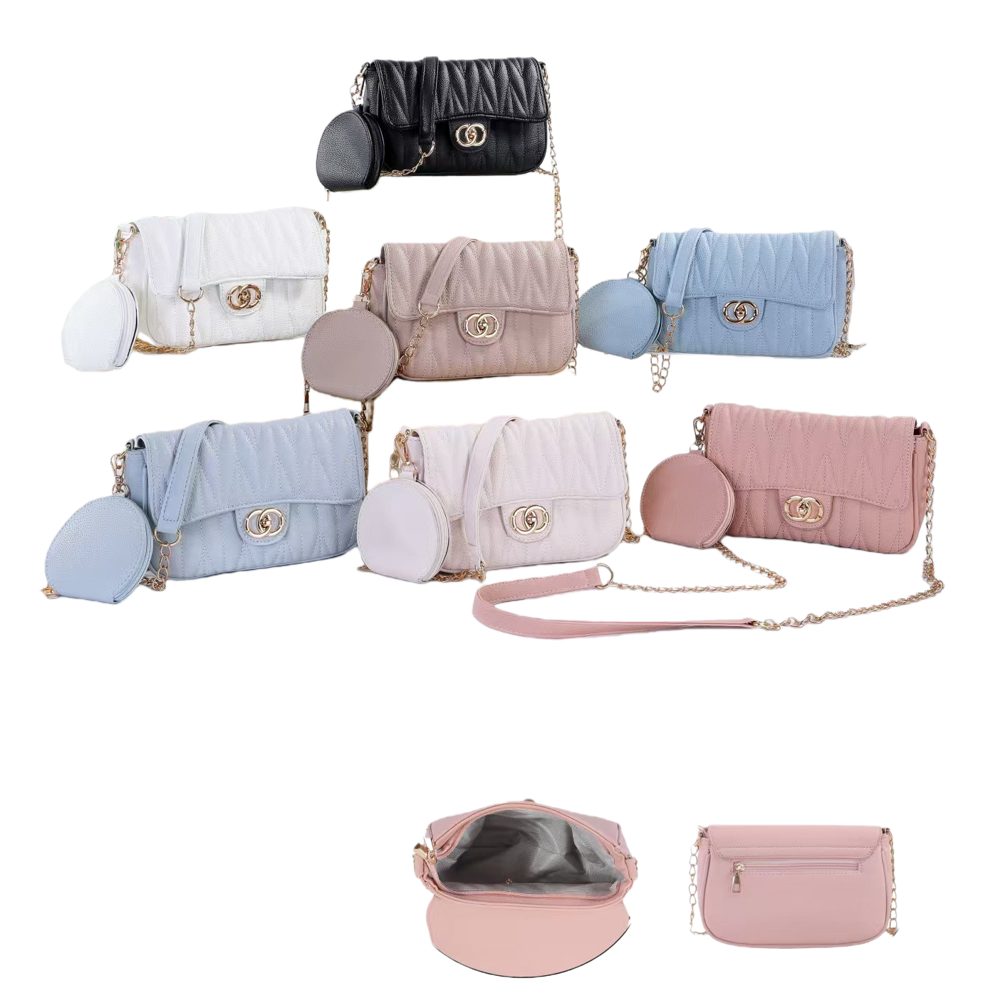 A fashionable and lightweight women's crossbody bag with multi-color diamond-patterned chain Item Picture
