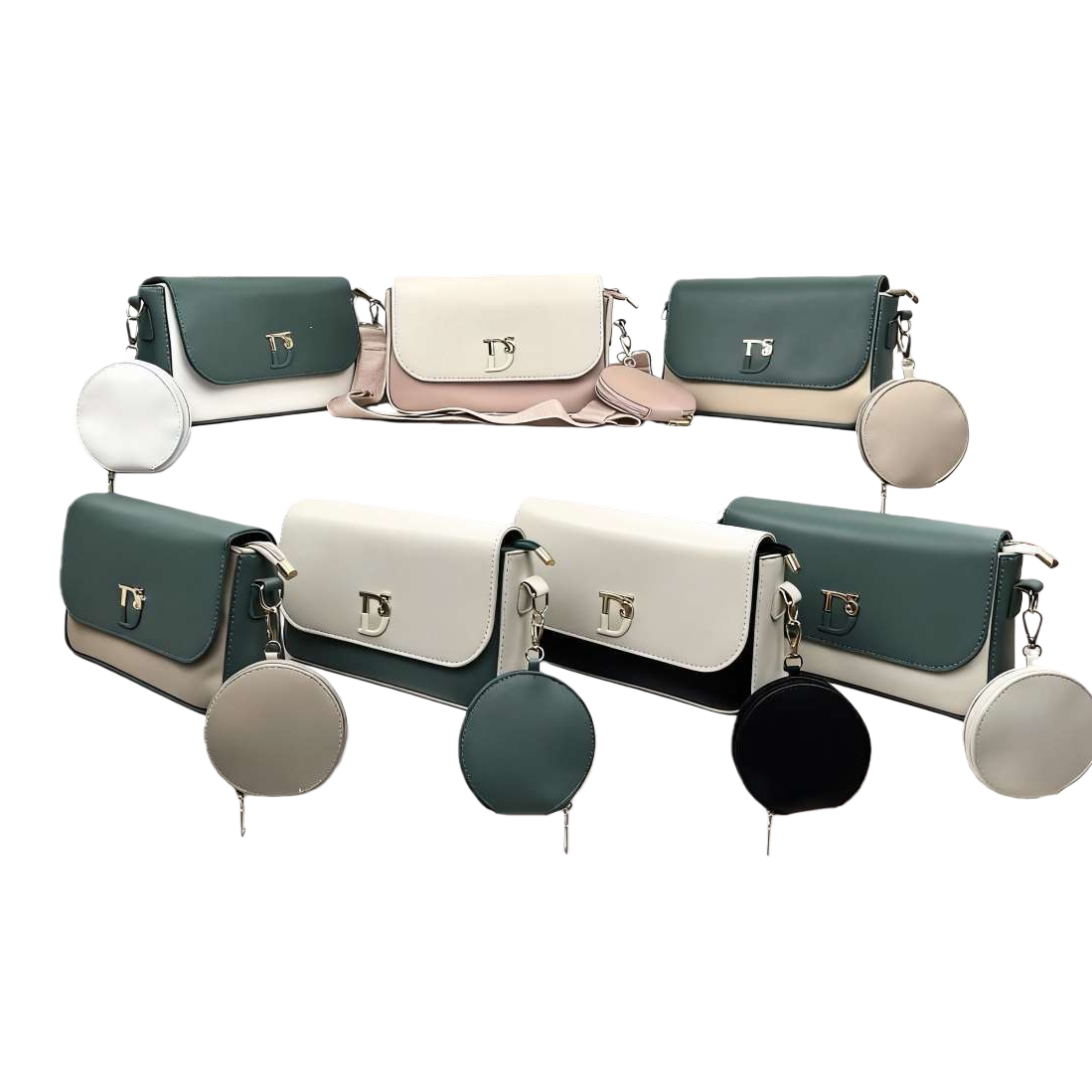 Factory direct supply cross-border source, color-matched mother and child small square bag for women, detachable round loose change small bag, metal lock shaped crossbody bag, popular and versatile multi-color commuting single-shoulder bag for women, wholesale new shaped PU Item Picture