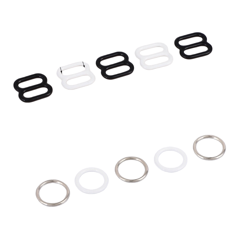 Black and white figure-eight metal fasteners, silver and white circular ring accessories Item Picture