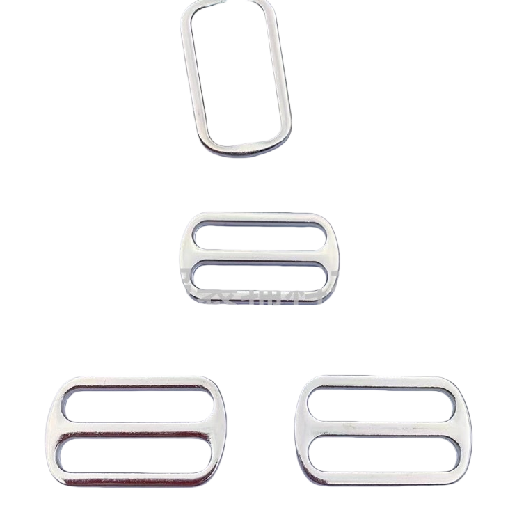 Silver metal double-hole adjustable buckle belt, waist belt, backpack hanging accessory Item Picture