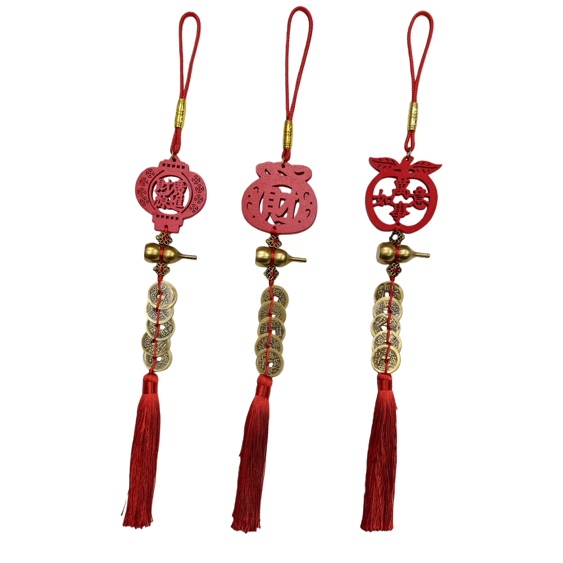 Red three-piece set of hanging decorations for home, living room and car New Year festive decor Item Picture