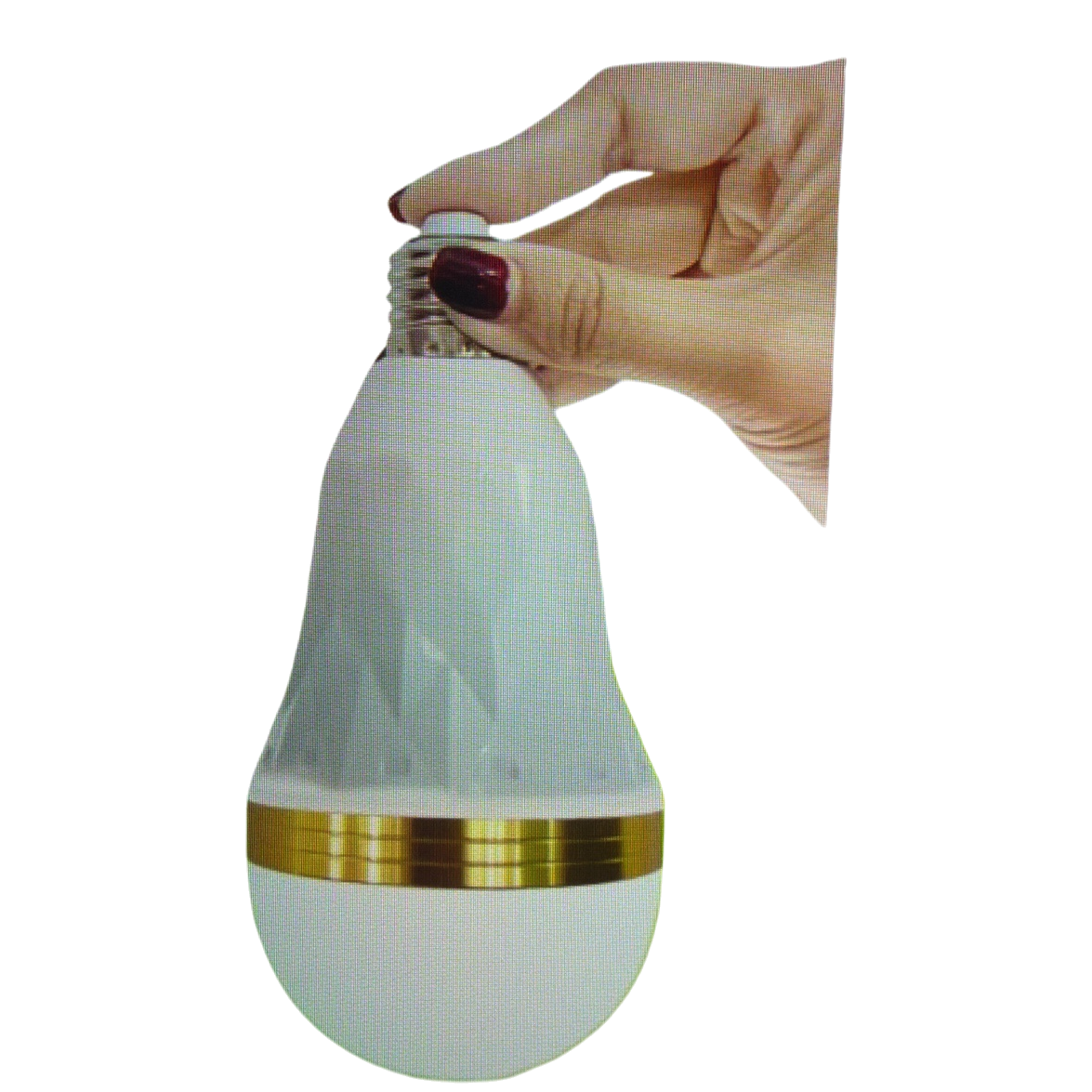 The white light bulb is decorated with a golden ring at the mouth of the bottle Item Picture