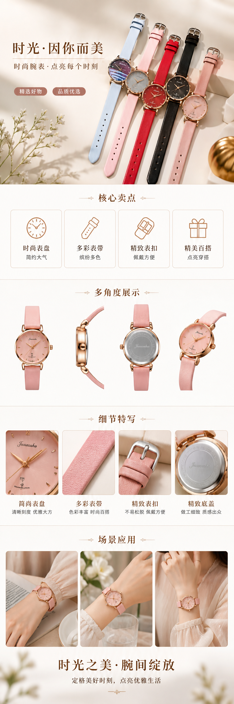 彩色表带手表女士简约石英表30米防水时尚百搭 pic 1