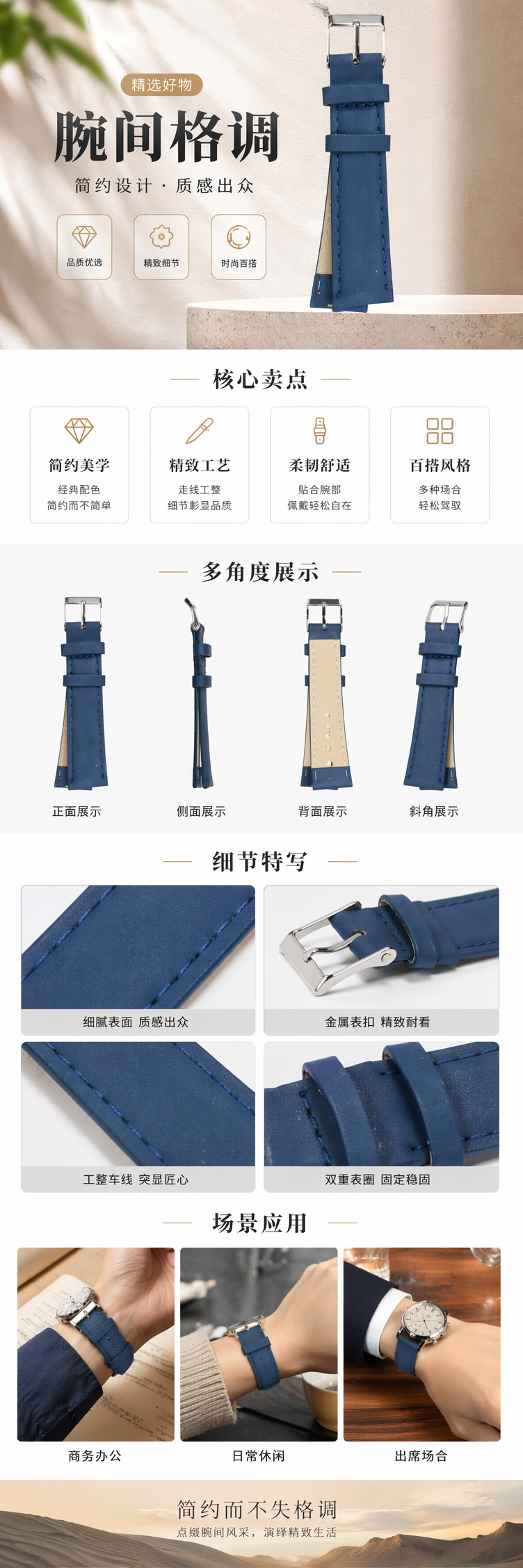 蓝色表带 适配Apple Watch通用款硅胶运动表带 pic 1