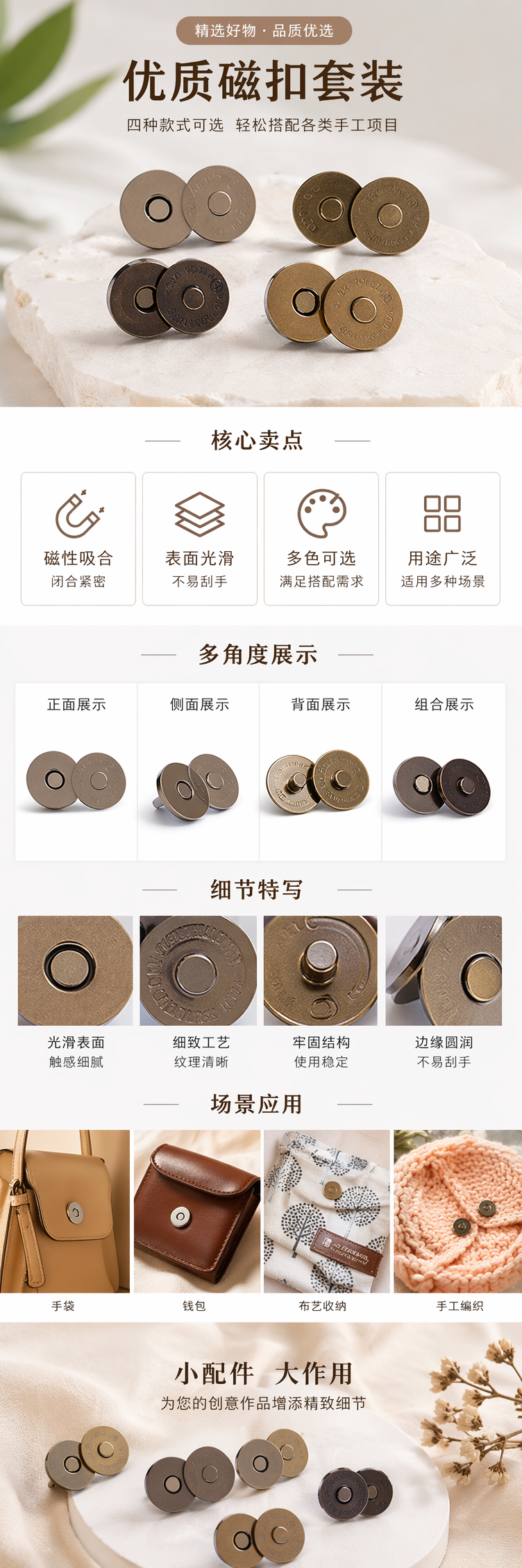 金属磁扣强力吸附可调节磁性扣件通用型 pic 1