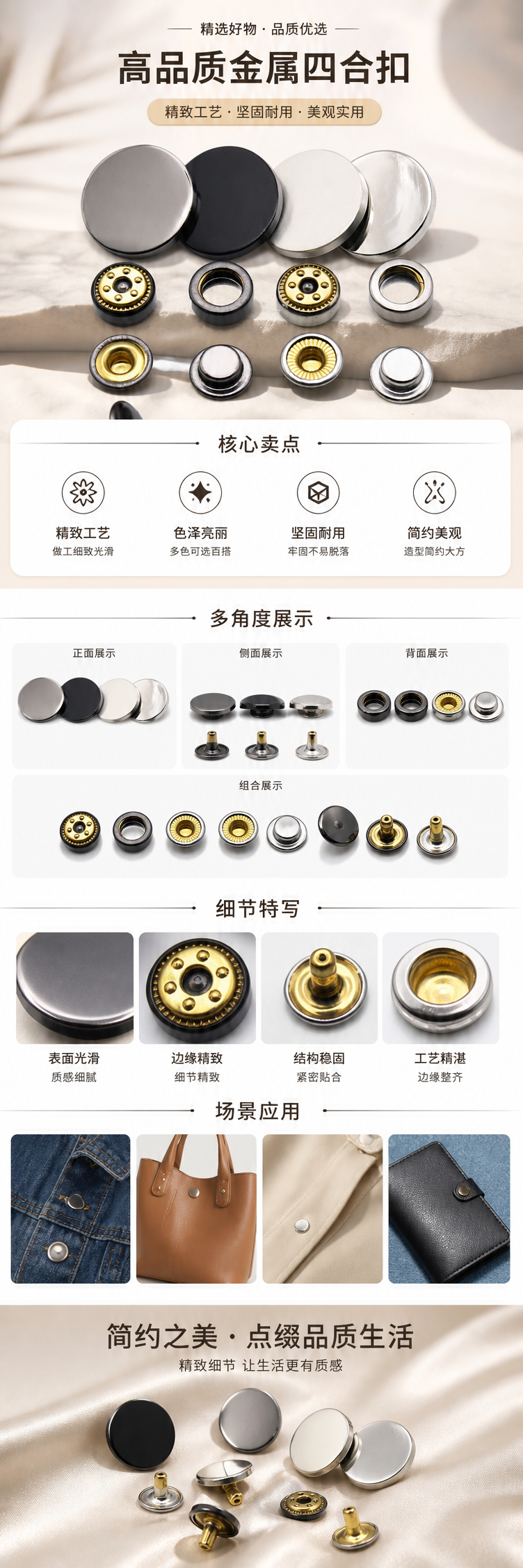 金属纽扣和铆钉配件 服装DIY装饰五金辅料通用款 pic 1