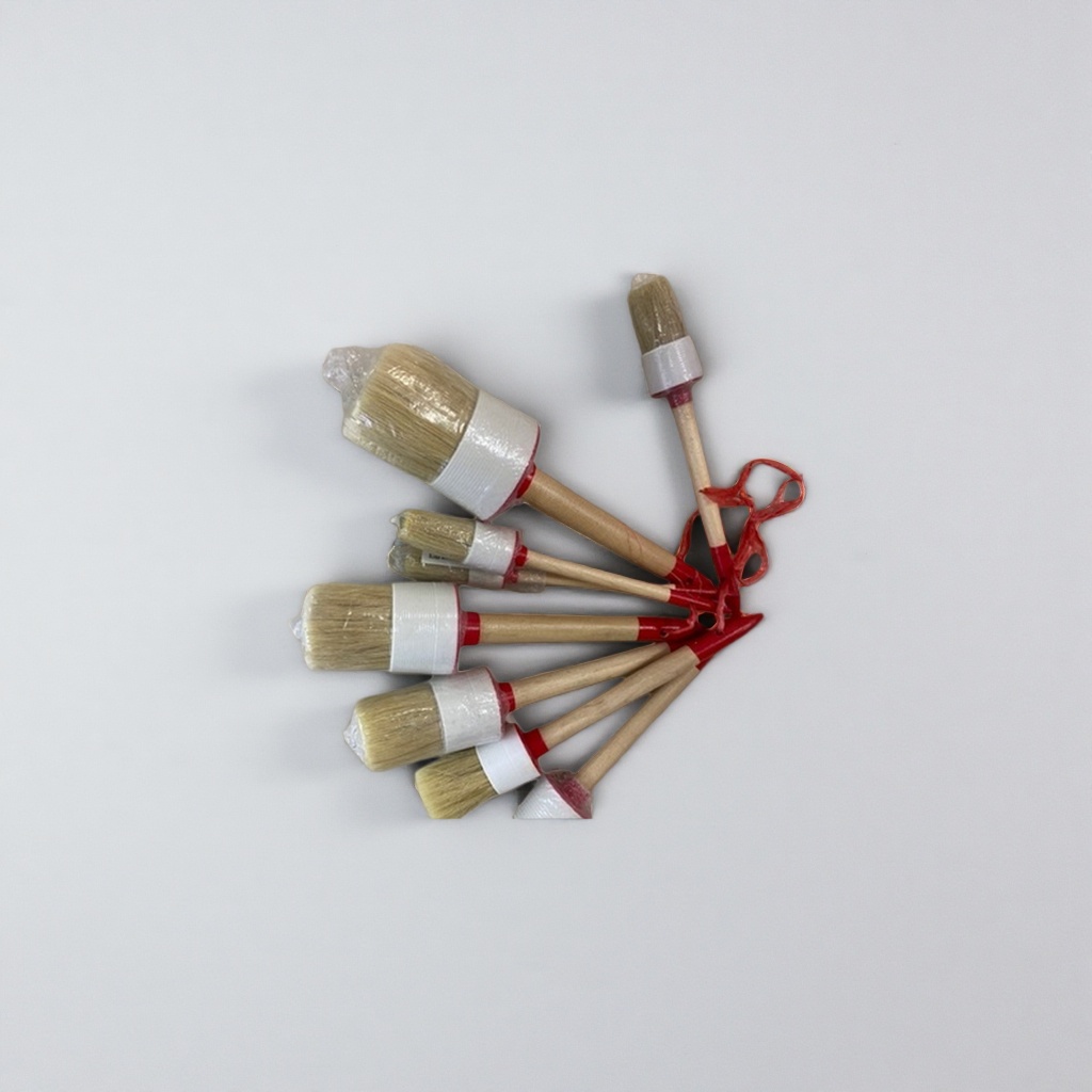 A set of household cleaning brushes with multiple wooden handles, combining hard and soft bristles details Picture