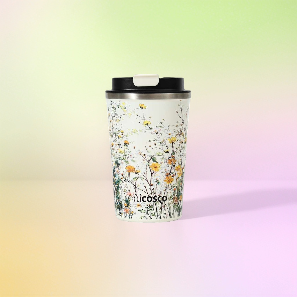 كأس قهوة خفيفة 450ml من الزهور البيضاء