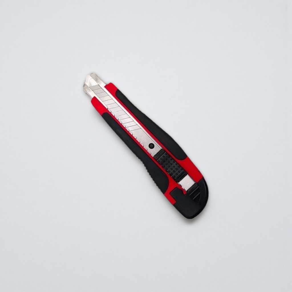 Red and black striped utility knife, multi-functional paper cutter, portable and safe pen sharpener Specification image