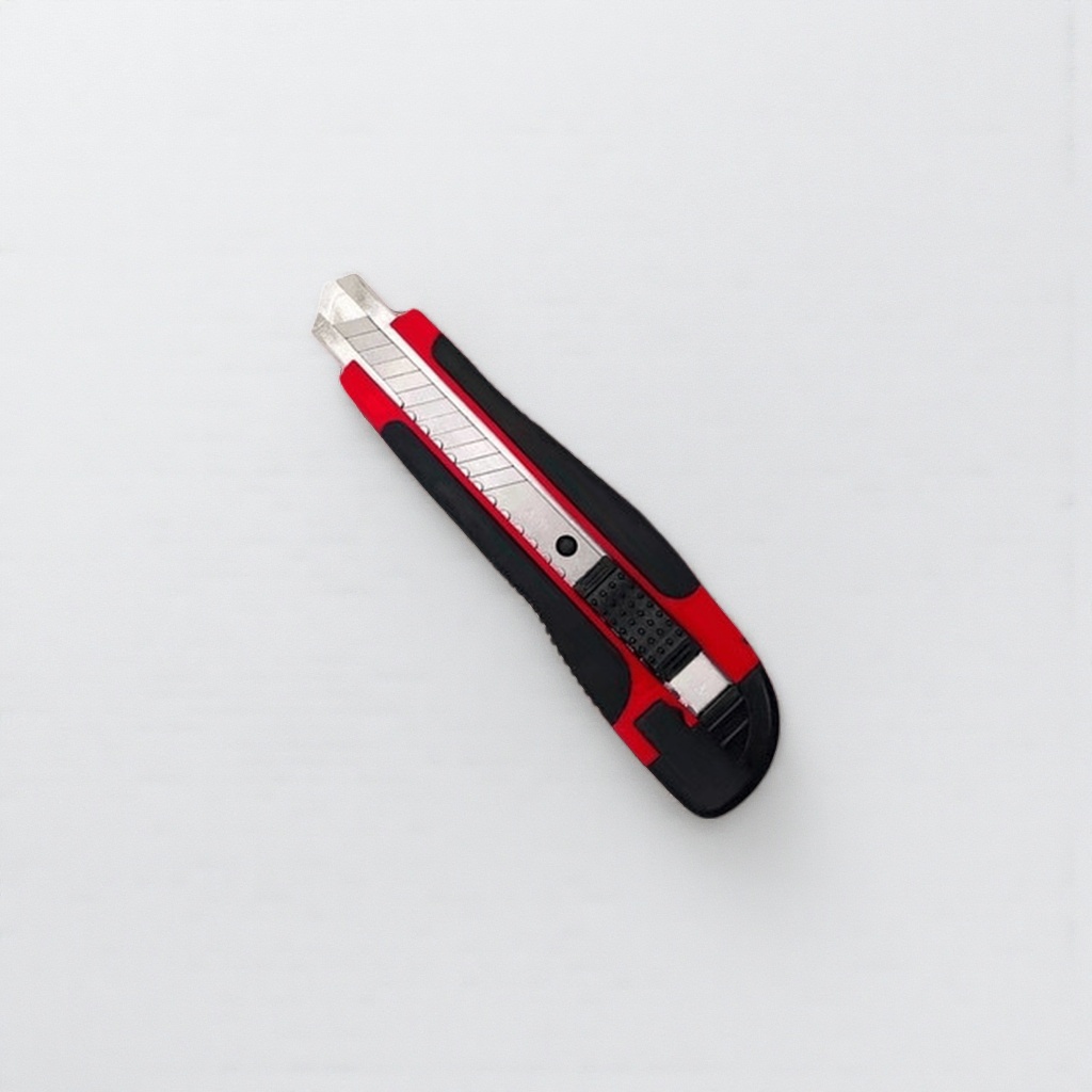 Red and black striped utility knife, multi-functional paper cutter, portable and safe pen sharpener