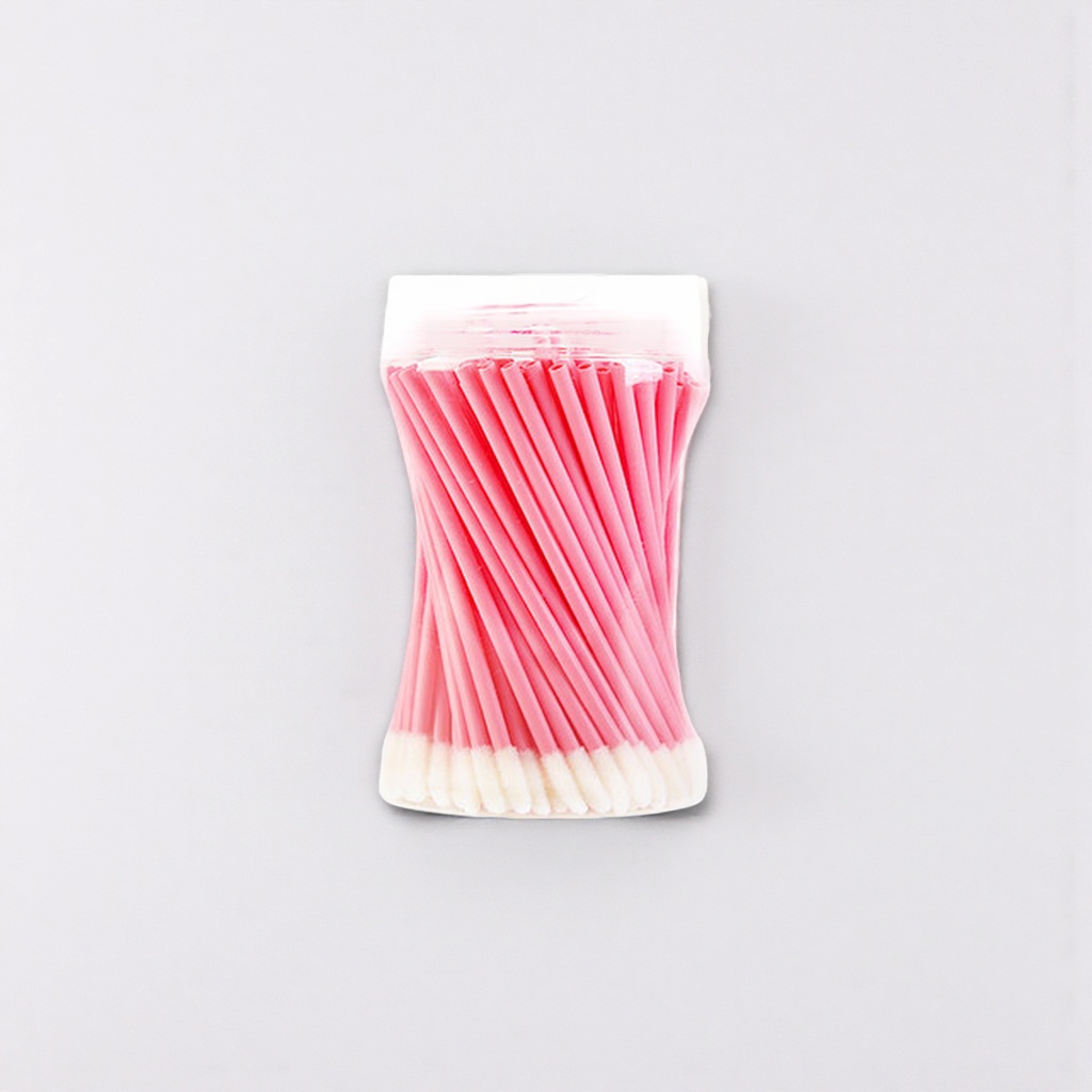Pink medical cotton swabs, sterile and independently packaged, suitable for household cleaning and makeup removal details Picture