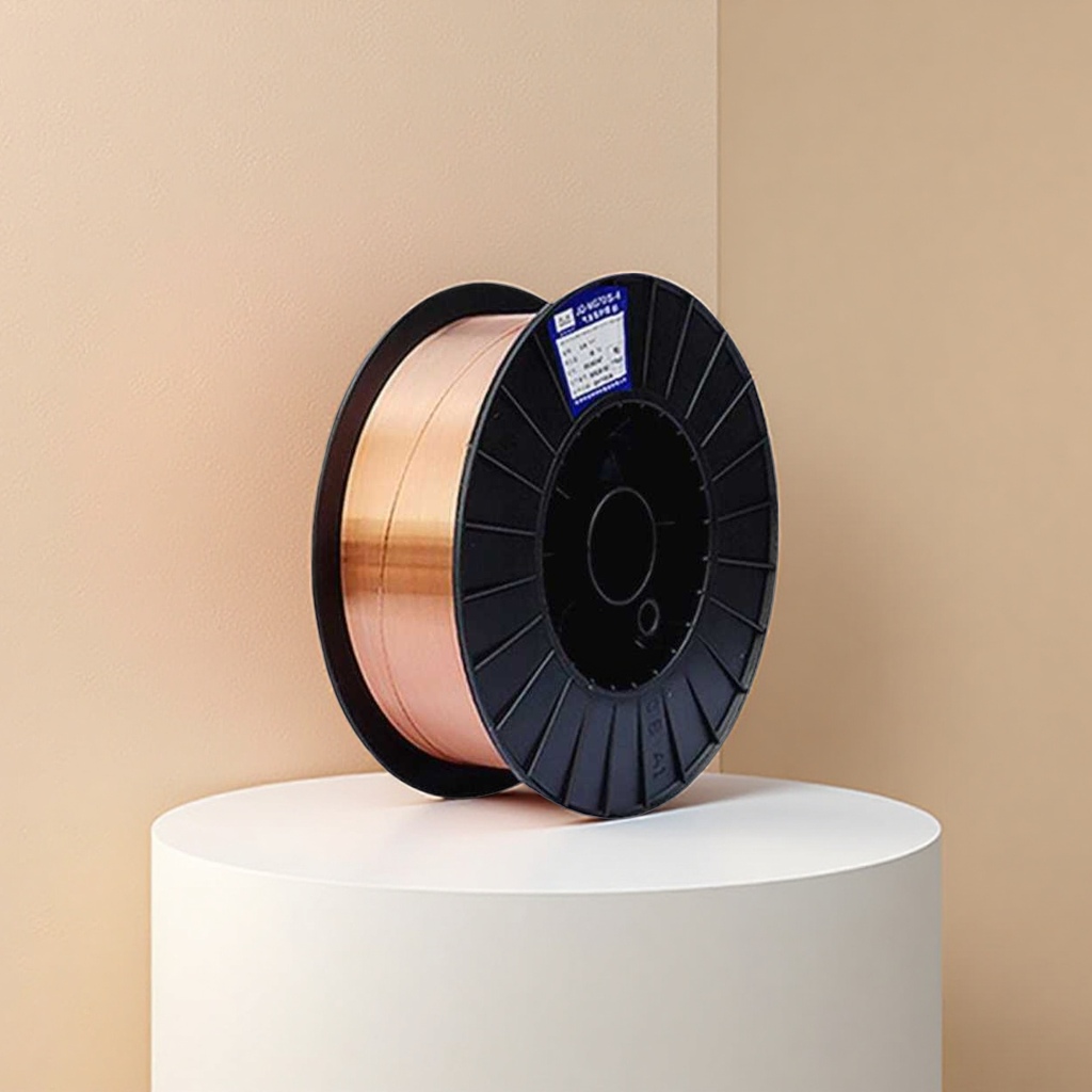 Black spool with copper-colored welding wire, special winding reel for welding, metal welding consumables Specification image