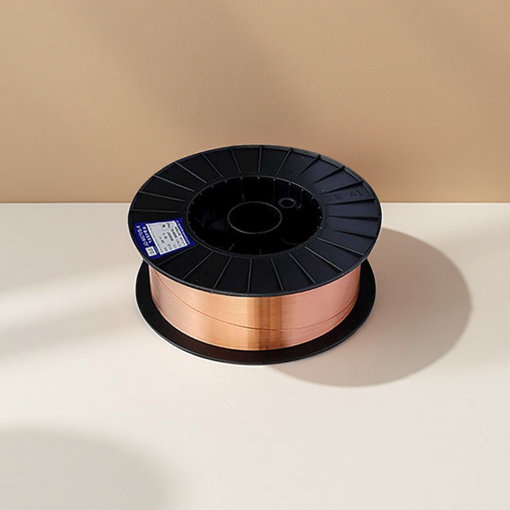 The black wire reel rolls copper-colored welding wire, which is a special copper-clad steel welding wire for electric welding and can withstand high temperatures Specification image