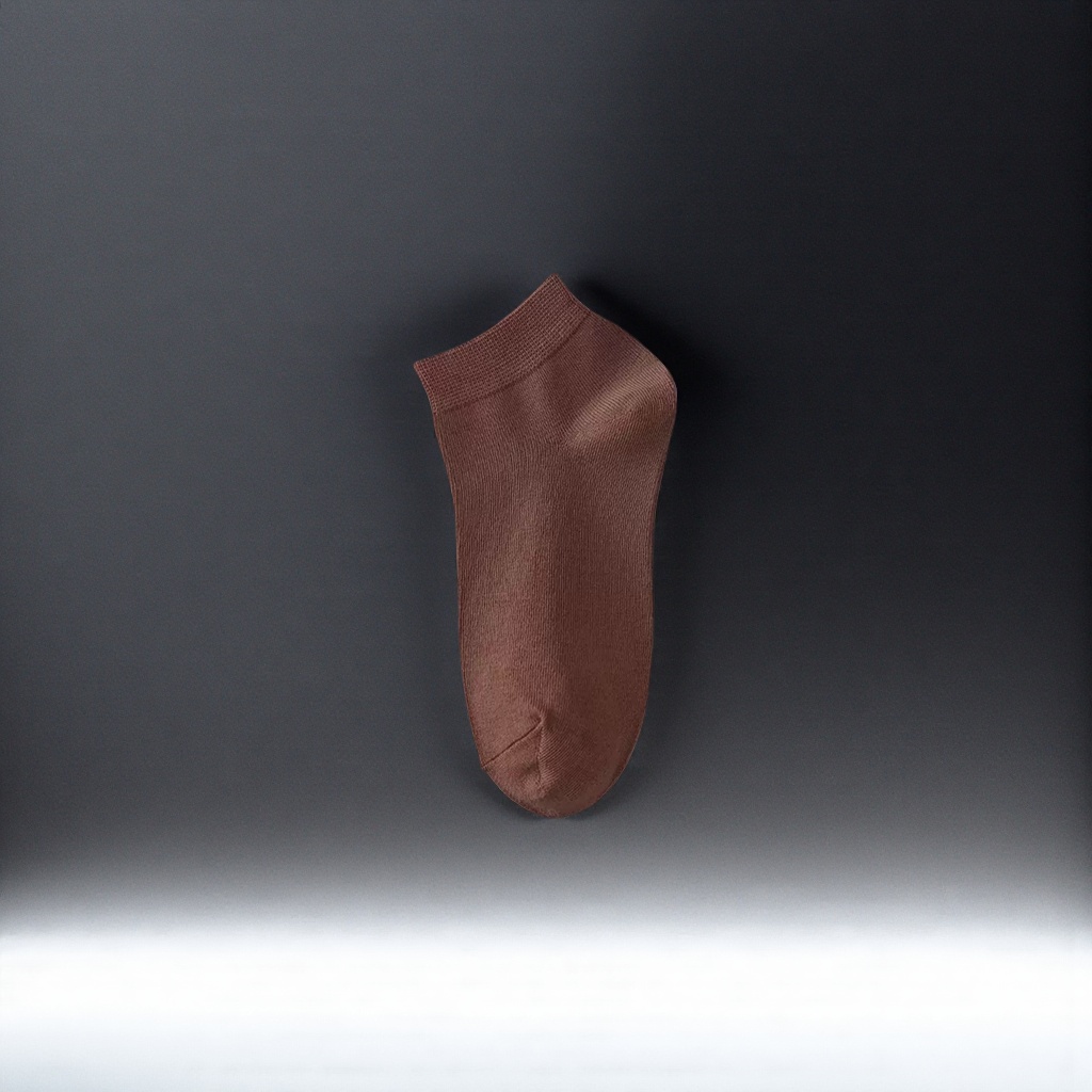 棕色纯棉短袜 男女同款吸汗透气运动休闲袜
