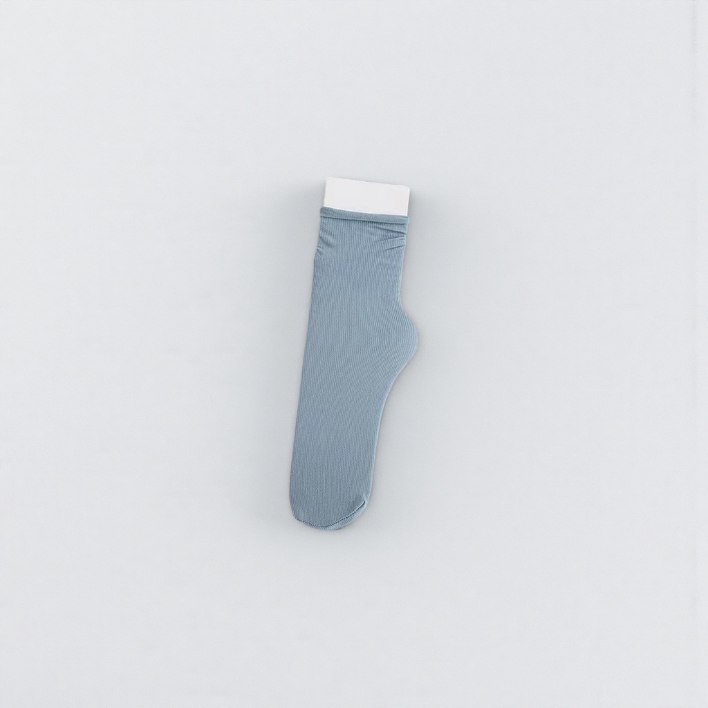 浅蓝色竖条纹纯棉男士中筒袜