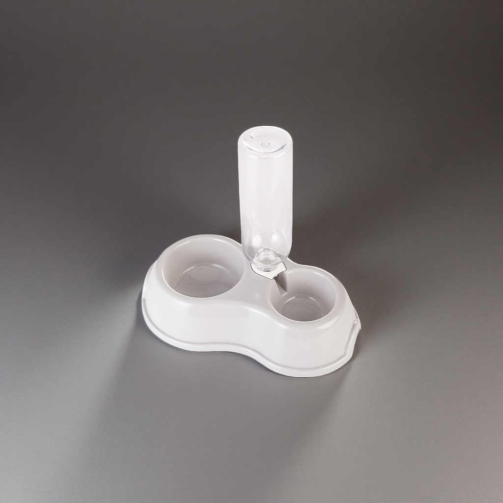 白色双碗宠物饮水器静音循环过滤猫狗通用