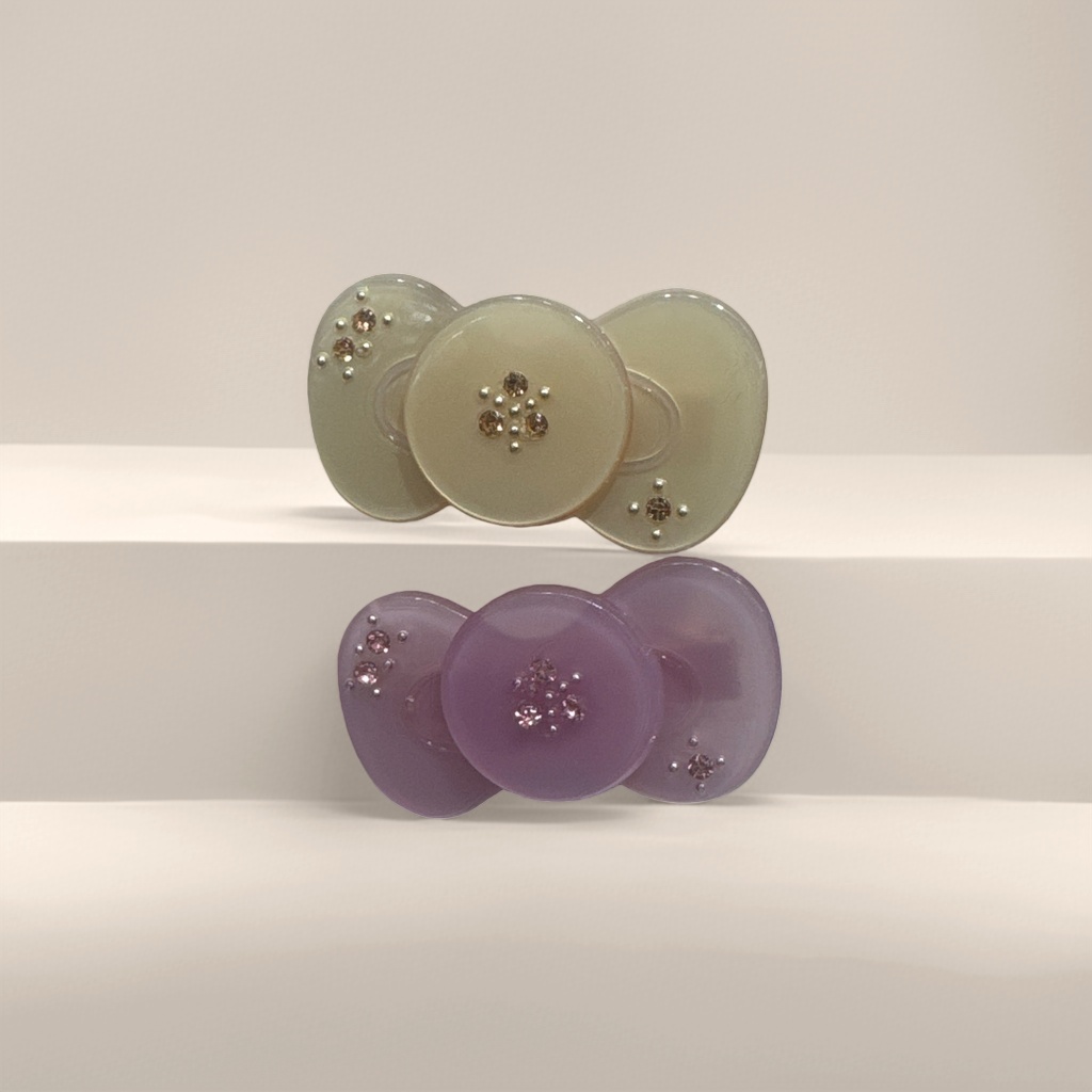 米色紫色双层圆形发夹 金色粉色水钻装饰 fashion jewelry白标