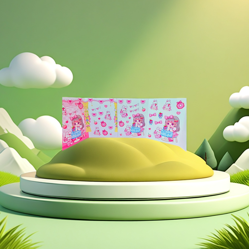 A collection of sweet and cute pink cartoon sticker sets for notebook decoration details Picture