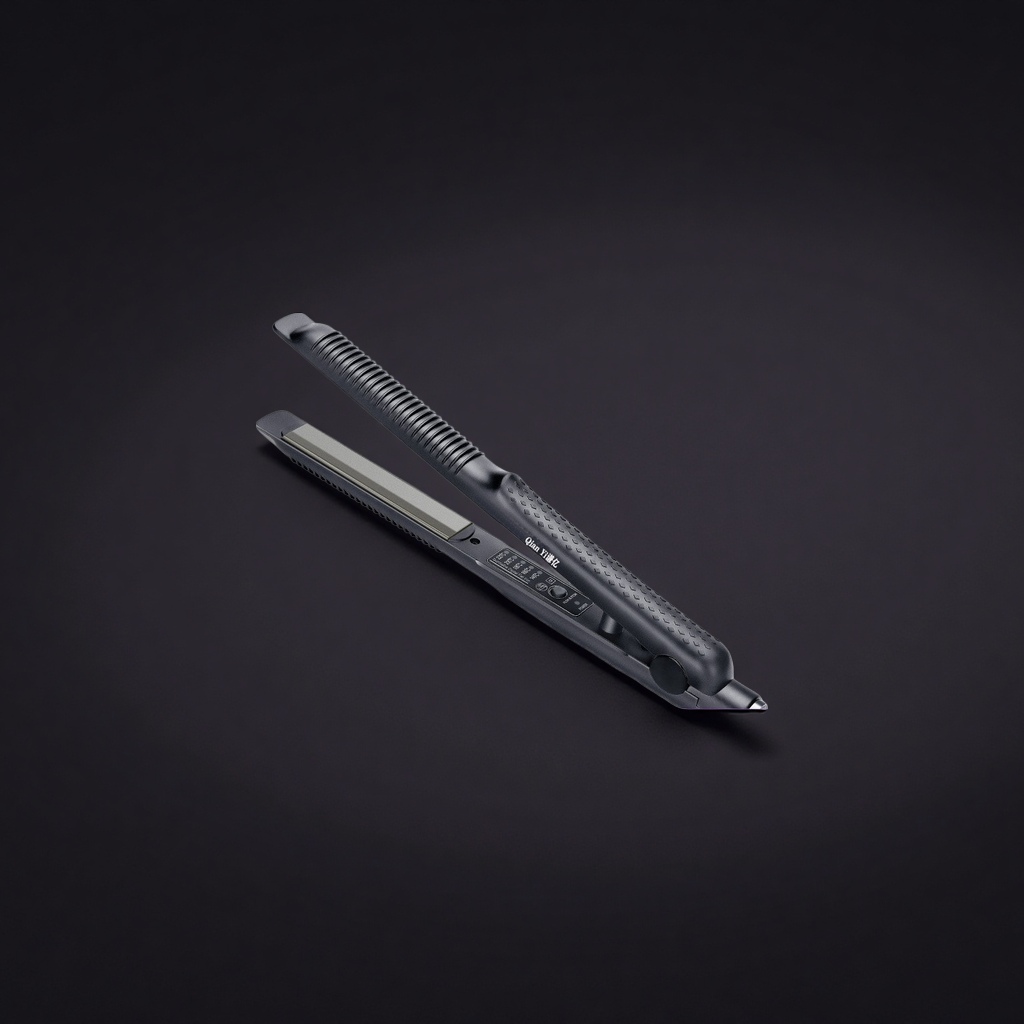 The black straight plate clip is a constant-temperature ceramic that heats up quickly, shapes without damaging hair, and is portable for home use details Picture