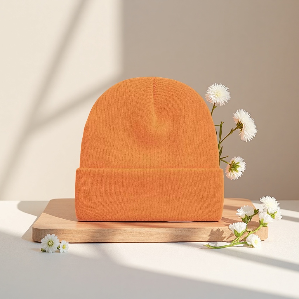 Orange knitted cap, warm woolen cap, women's autumn and winter casual hat Specification image