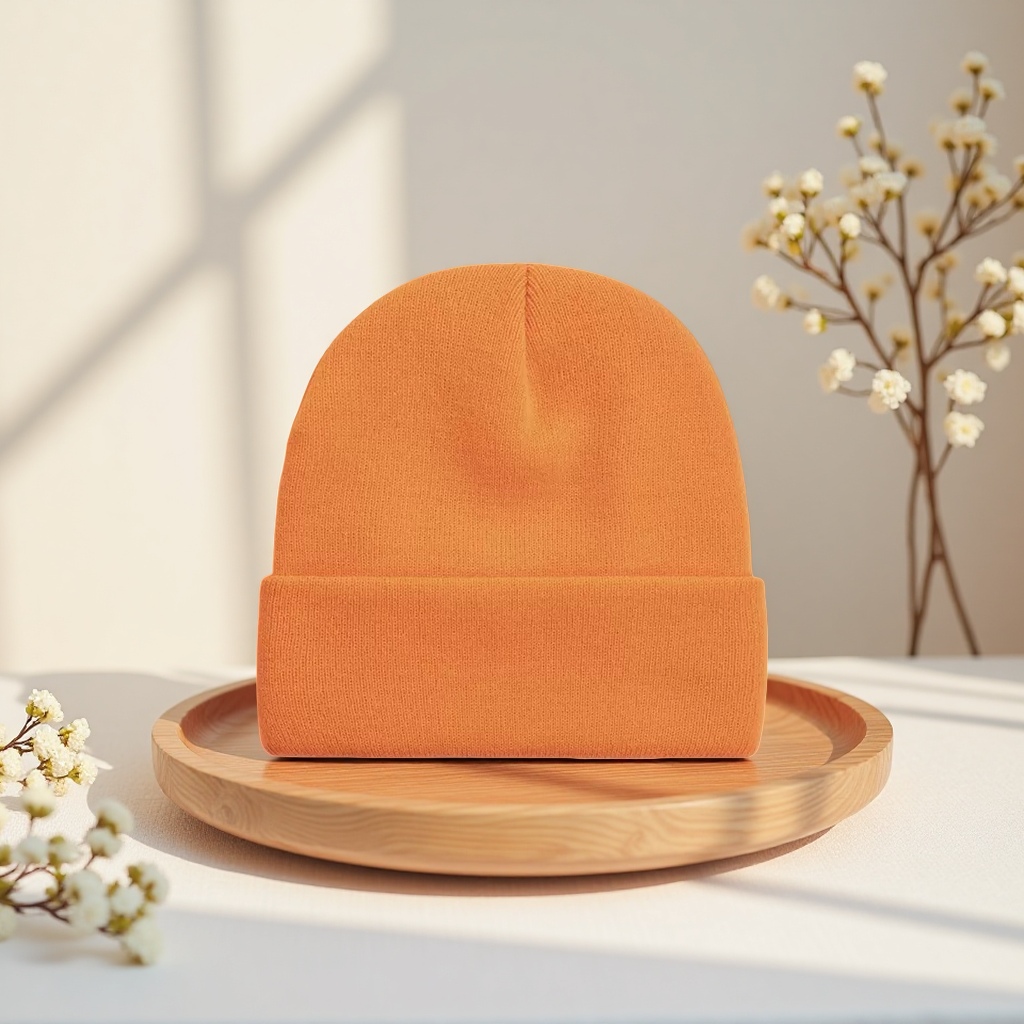Orange knitted cap, warm woolen cap, women's autumn and winter casual hat Application Scenario