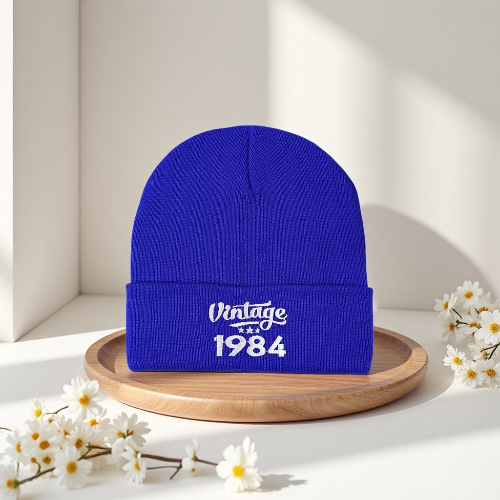 Blue knitted cap, warm woolen cap, a casual and versatile cap for both men and women in winter Specification image