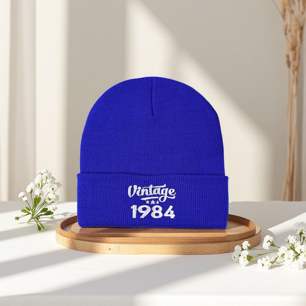 Blue knitted cap, warm woolen cap, a casual and versatile cap for both men and women in winter