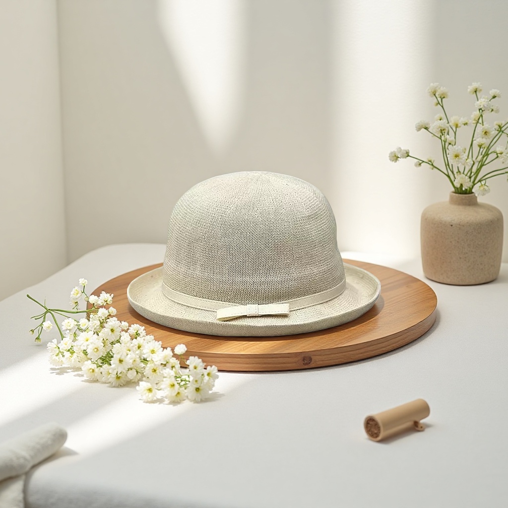 Beige woven fisherman's hat, a casual and versatile sun-protective hat details Picture