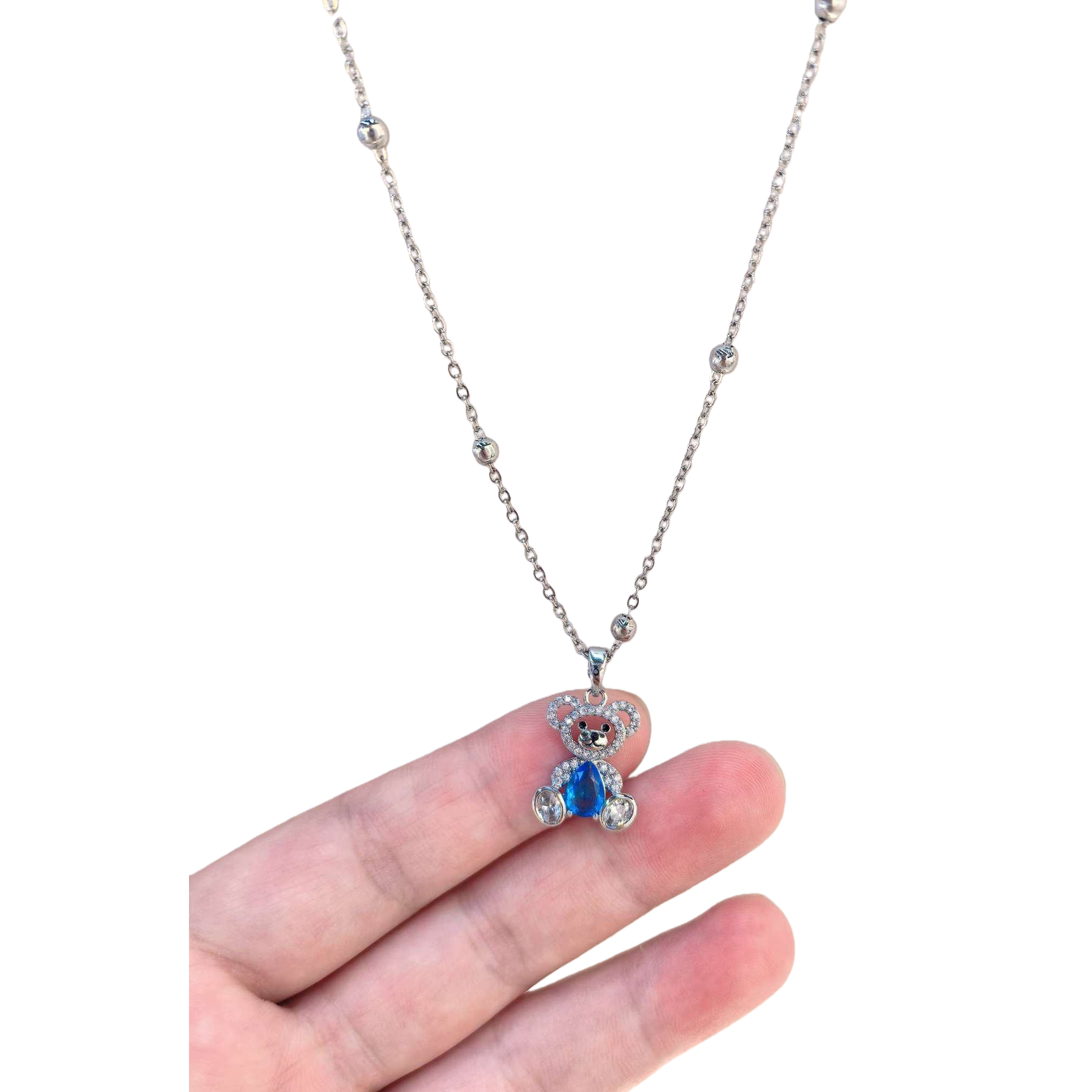 Кулон с серебряной цепью, кулон с медведем, украшение из сотни украшений details Picture