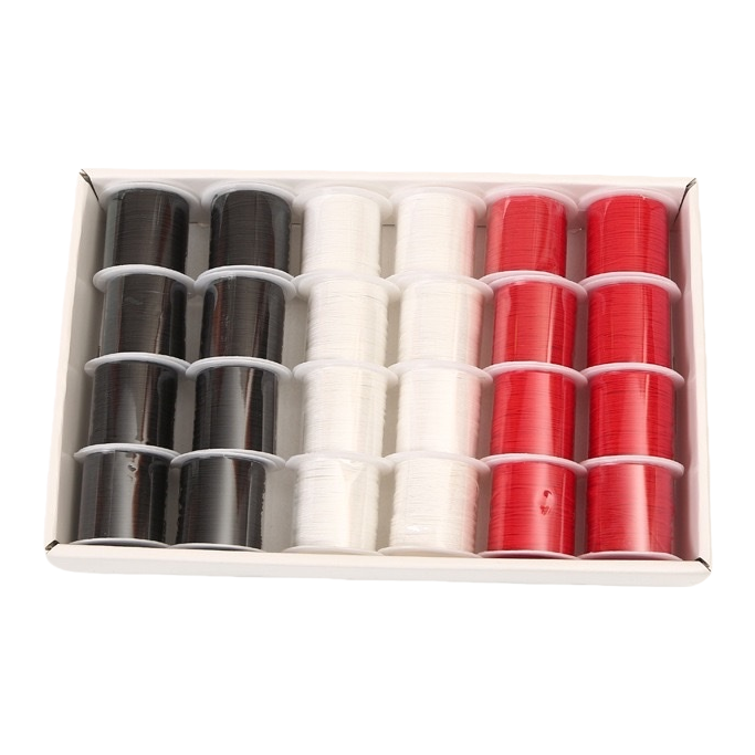 صندوق أبيض مزود بأغلفة من آلات الخياطة على المحور الخطي الأسود والأبيض Item Picture