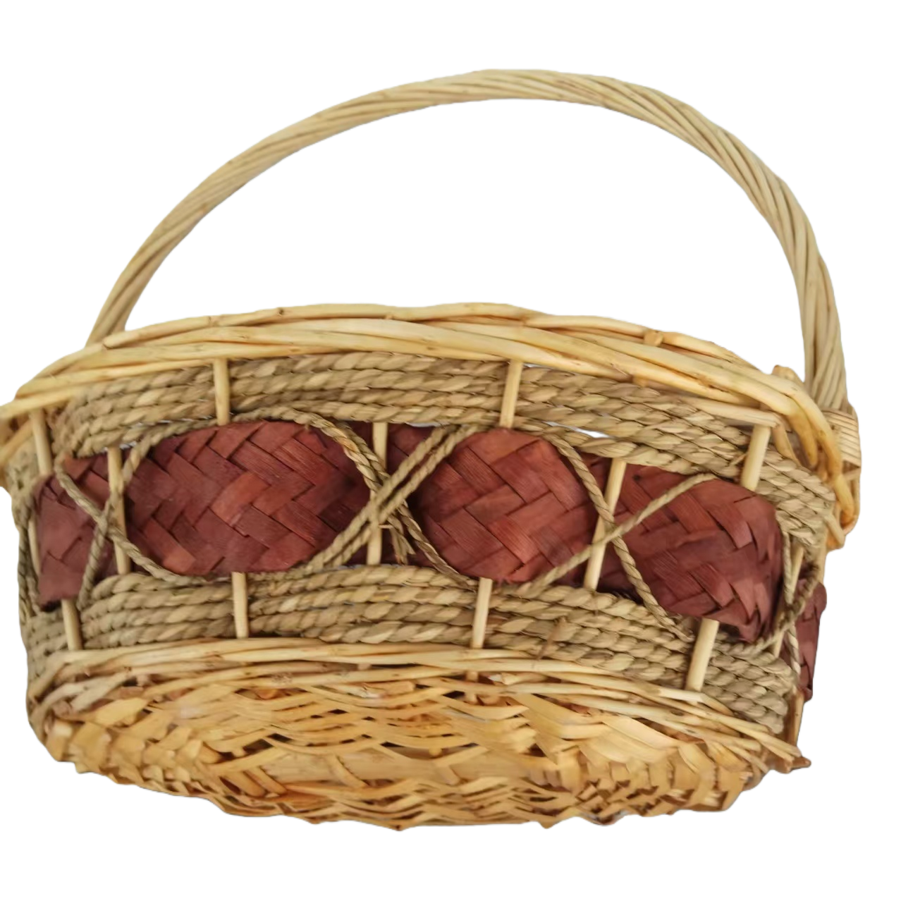 سلال من الخراء الفاتحة مع زخارف من الجلد الأحمر والبني Item Picture