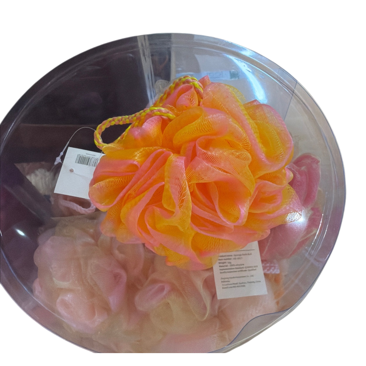 Colorful mesh bath balls, a super fine fiber scrub and exfoliation bath wonder Item Picture
