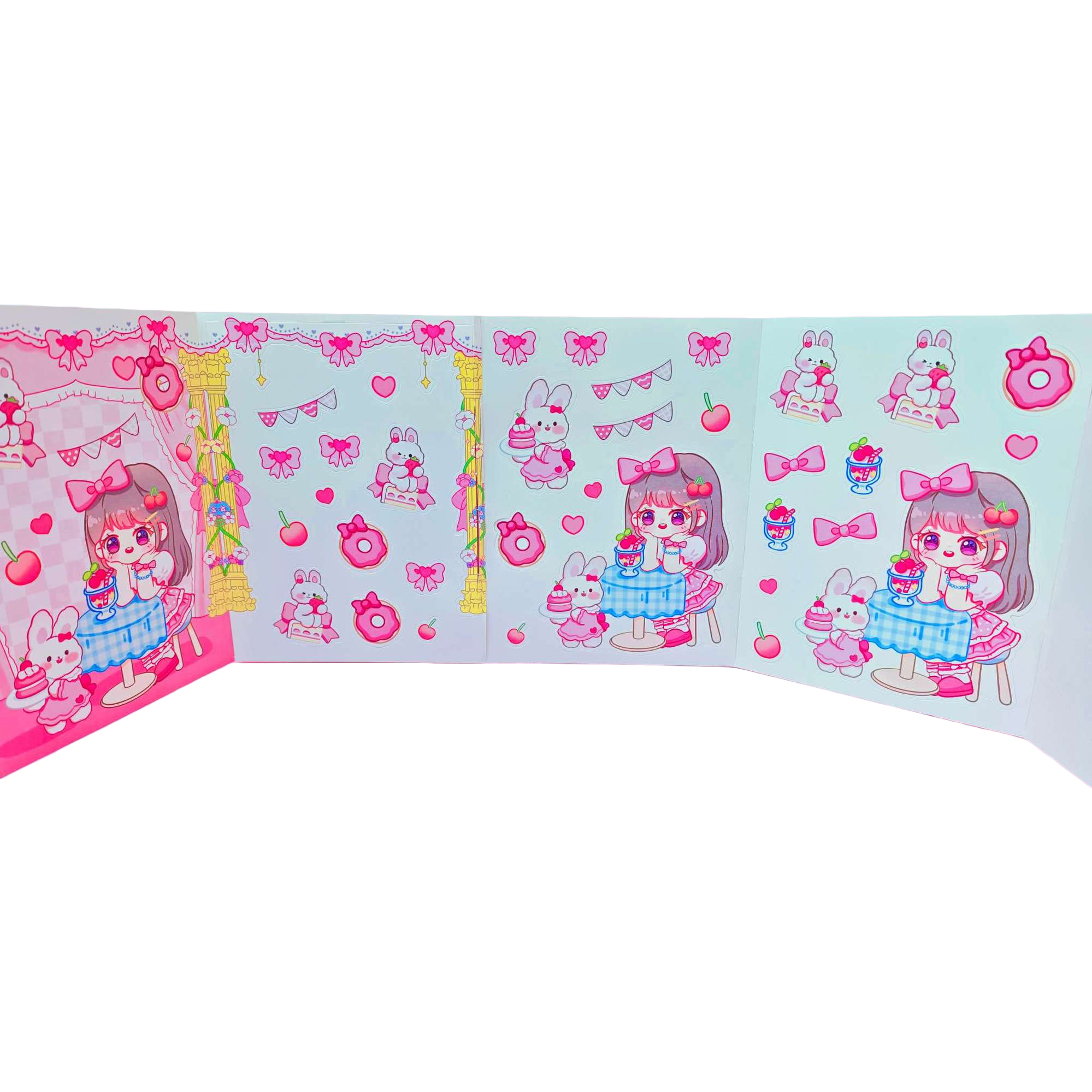 A collection of sweet and cute pink cartoon sticker sets for notebook decoration Item Picture