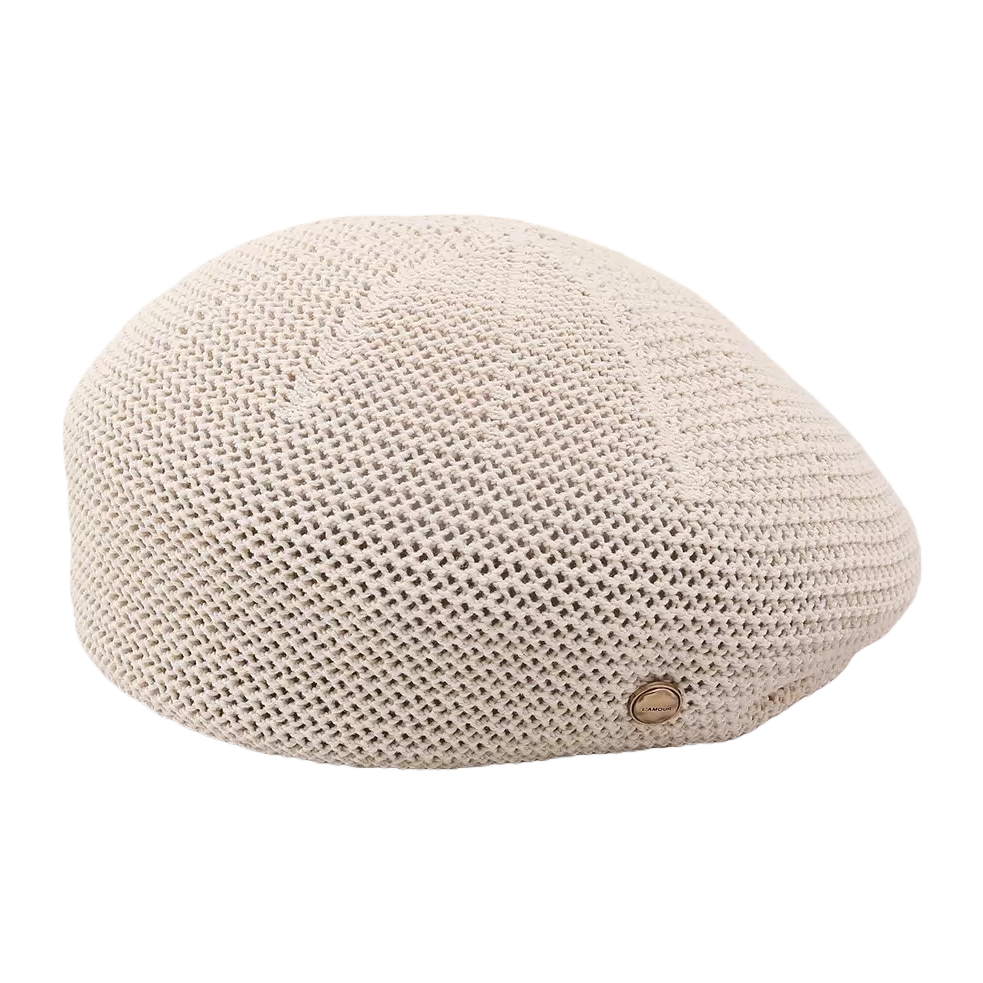 A beige knitted beret for warmth and facial enhancement in autumn and winter, a small lady's woolen hat Item Picture