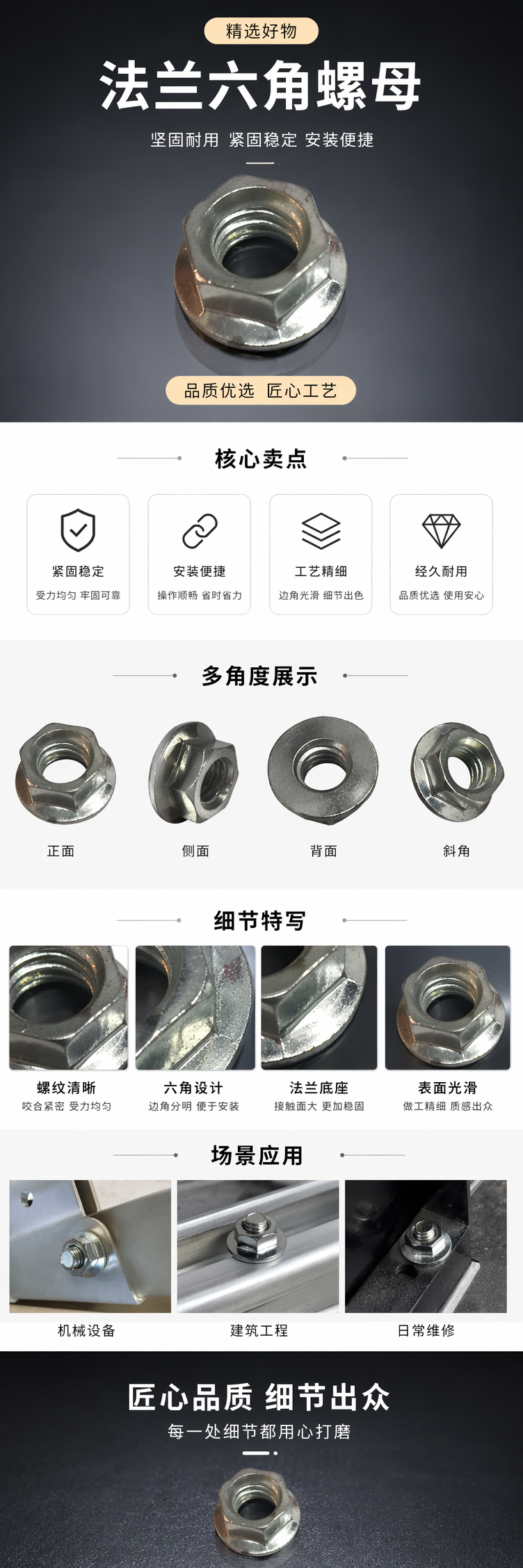银色六角螺母 不锈钢紧固件 M6 M8 M10规格齐全 pic 1