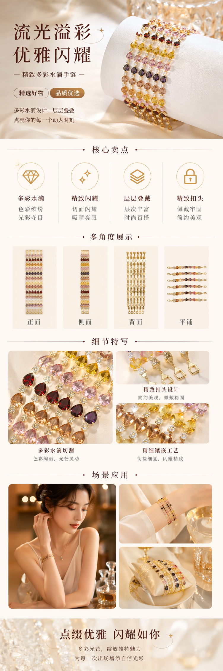 彩色心形宝石项链串饰时尚百搭精致礼物 pic 1