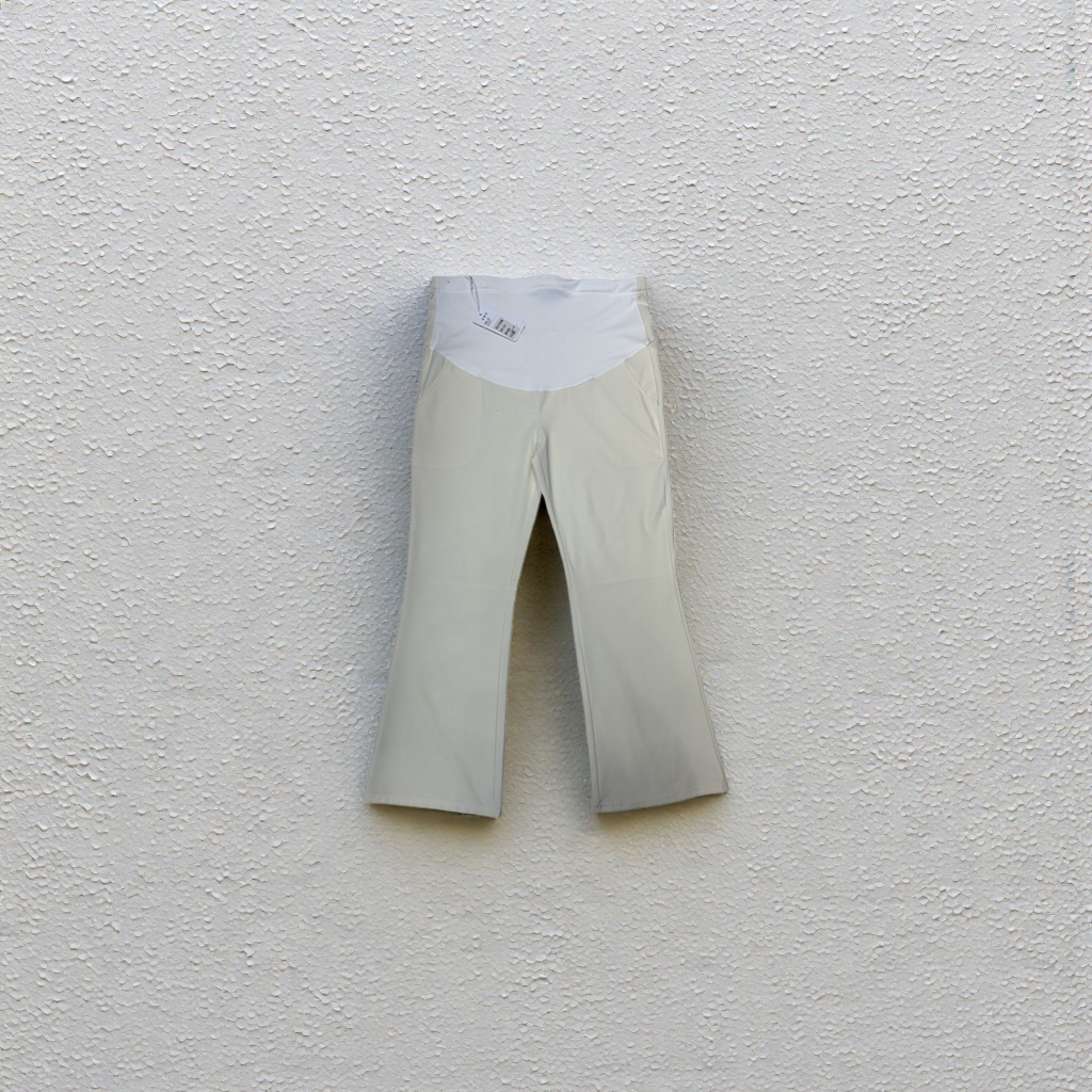 米白色孕妇喇叭裤高腰显瘦垂感舒适 maternity pants