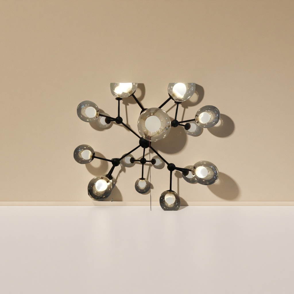 Black metal frame glass sphere pendant lamp, modern and simple living room and bedroom lighting Specification image