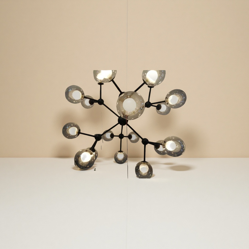 Black metal frame glass sphere pendant lamp, modern and simple living room and bedroom lighting Application Scenario