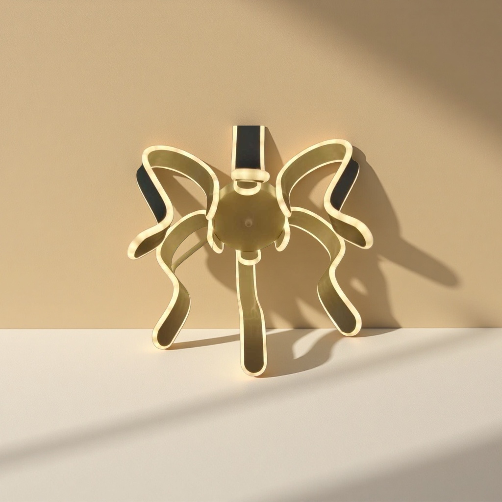 Golden bow-shaped chandelier, Nordic minimalist ceiling lamp for living room and bedroom Application Scenario