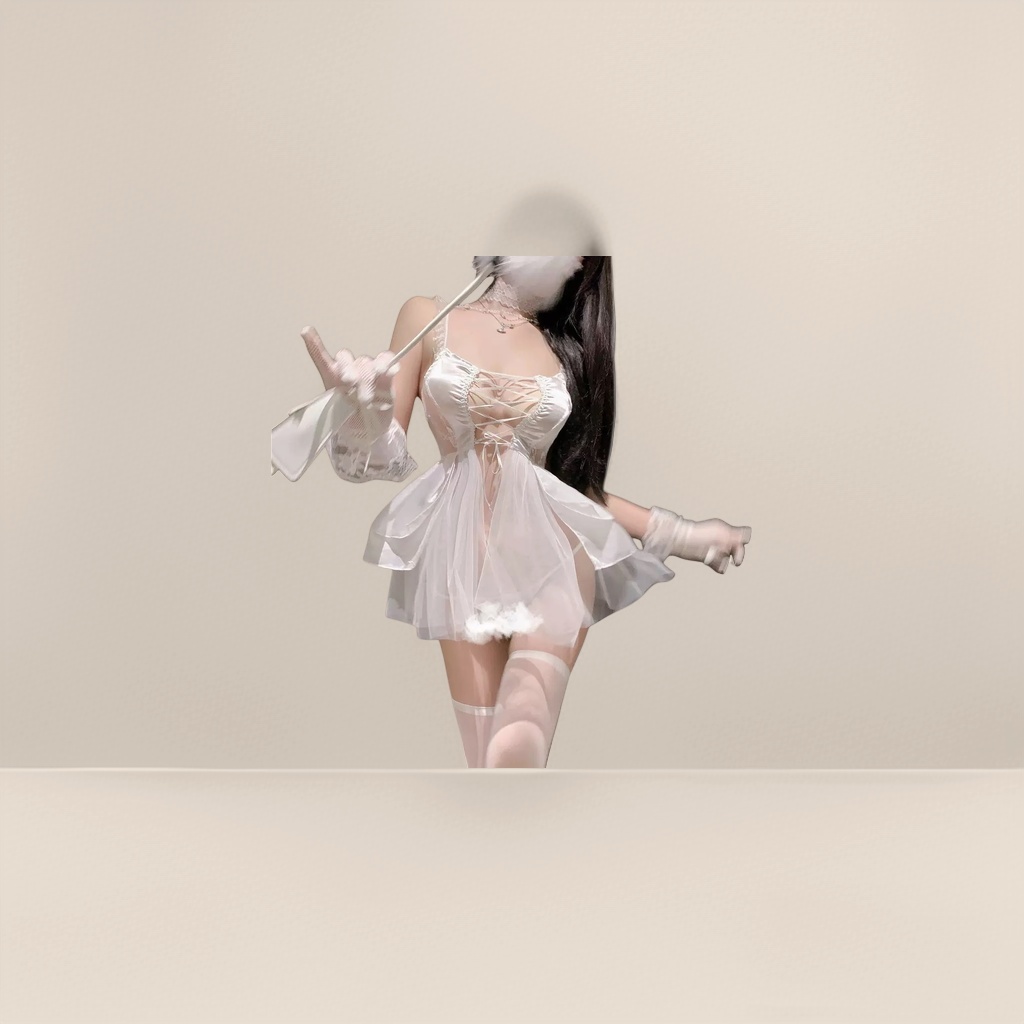 白色蕾丝情趣吊带裙装女细节图