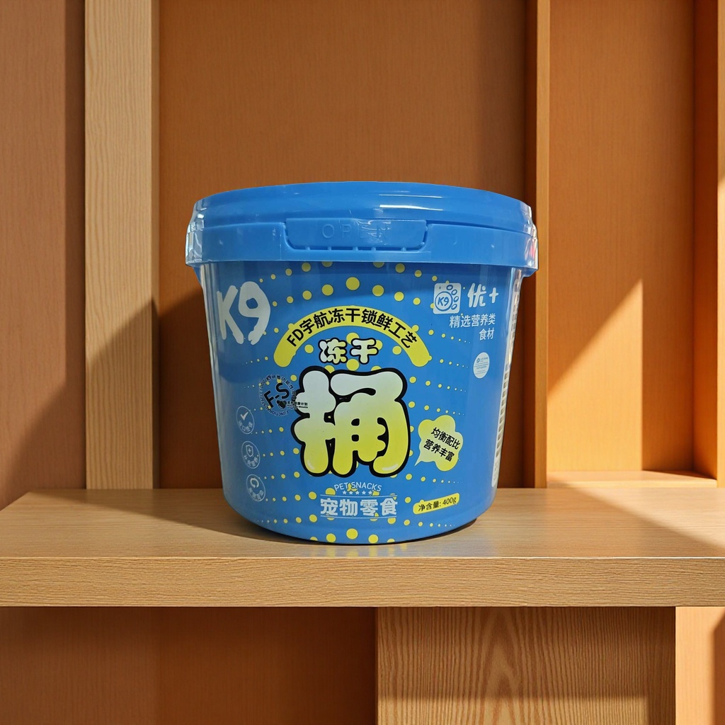 蓝色桶装宠物零食 磨牙洁齿狗狗猫用健康零食