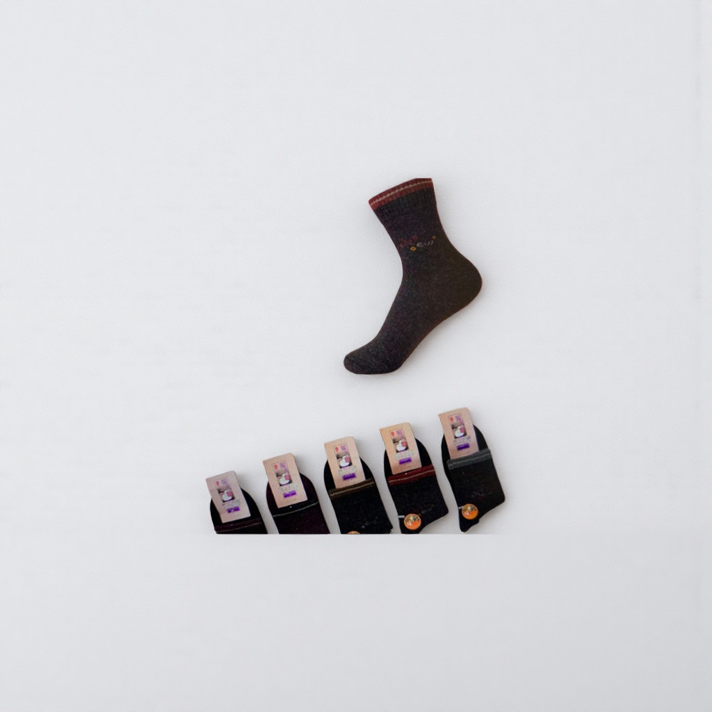 Dark grey fleece warm women's socks for autumn and winter, pure cotton mid-calf socks details Picture