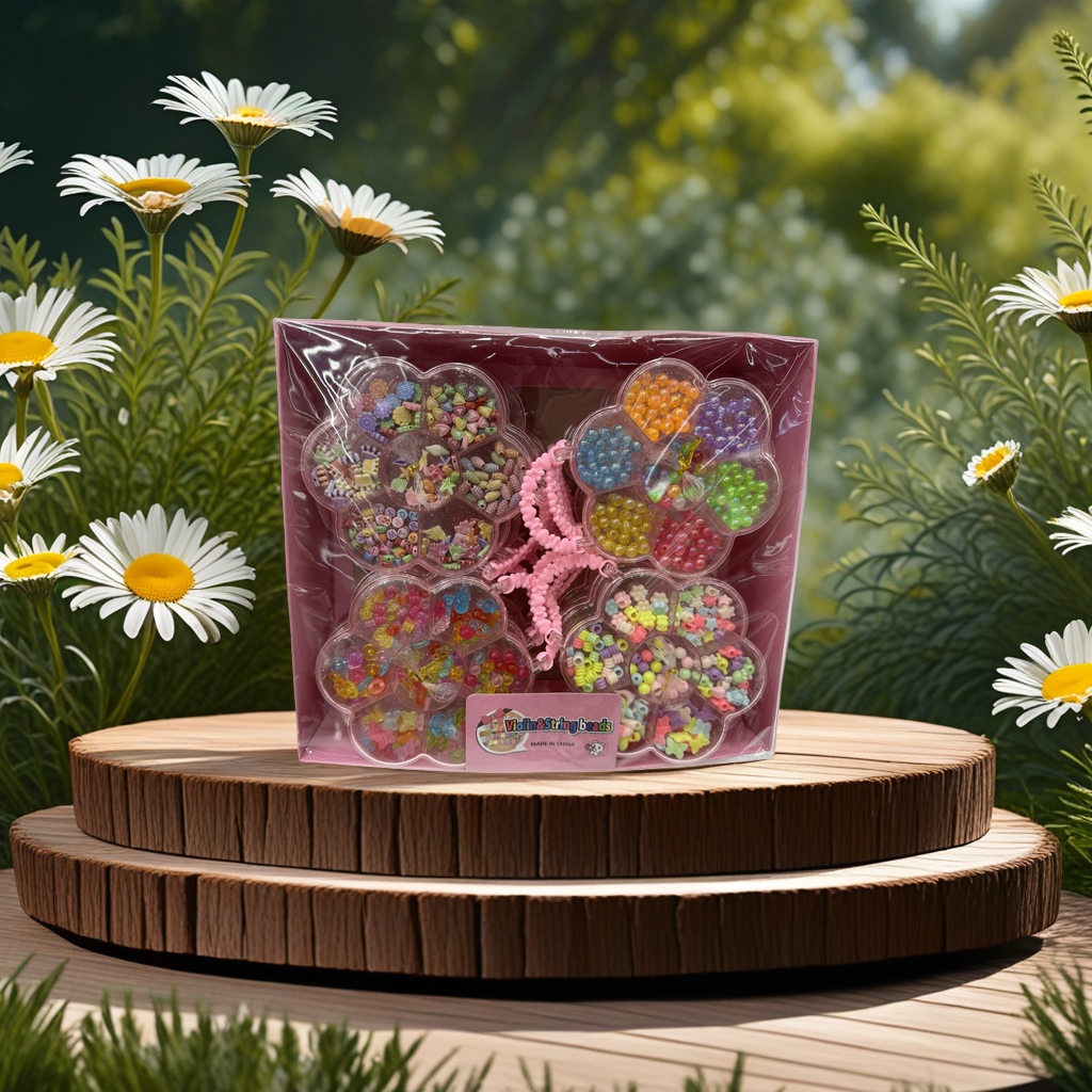 粉色花朵造型珠子手工DIY套装 多色混装创意饰品材料细节图