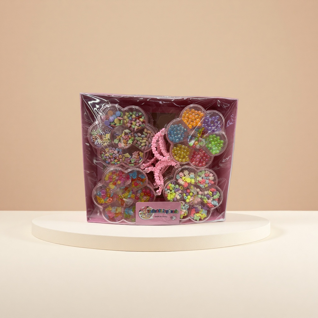 粉色花朵造型珠子手工DIY套装 多色混装创意饰品材料图