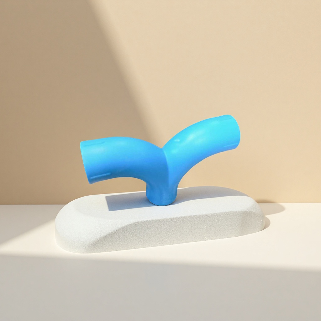 Blue Y-shaped plastic pipe fitting three-way connection piece made of PVC material, specially designed for household water supply and drainage Application Scenario