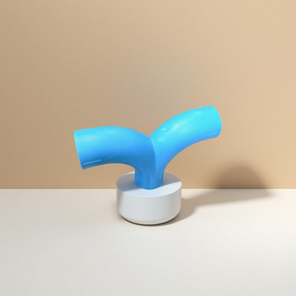 Blue Y-shaped plastic pipe fitting three-way connection piece made of PVC material, specially designed for household water supply and drainage Specification image